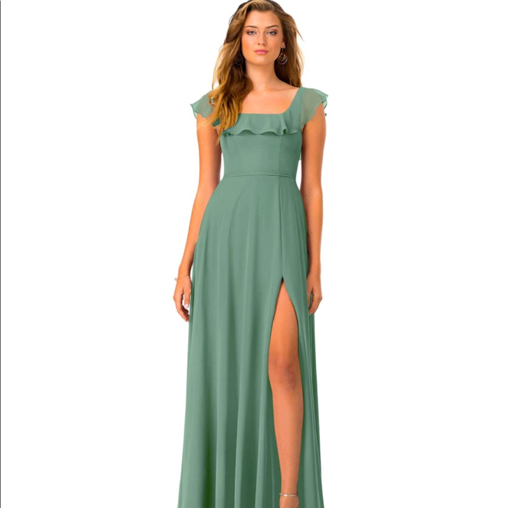 Azazie eucalyptus “Jinny” dress